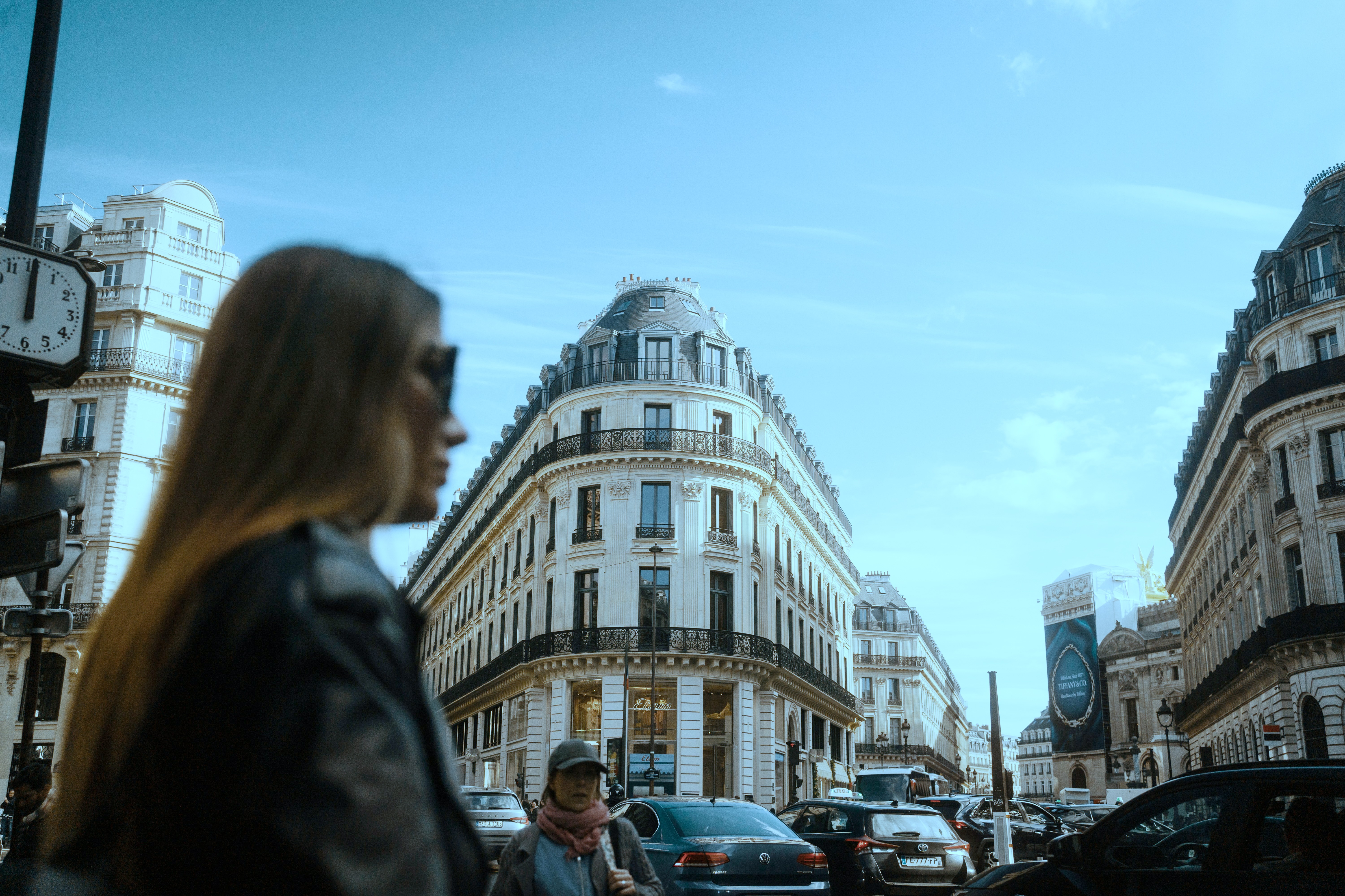 Paris street scene before color grading