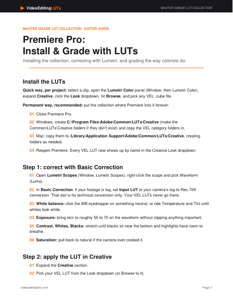 Premiere Pro LUT guide