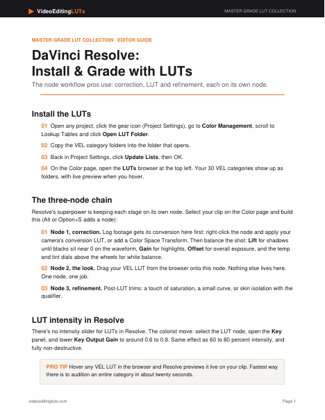 DaVinci Resolve LUT guide