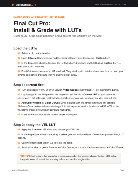 Final Cut Pro LUT guide