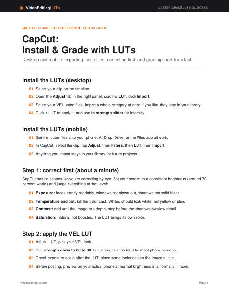CapCut LUT guide